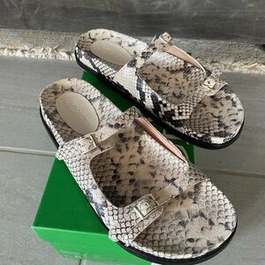 Snake print leather sandals